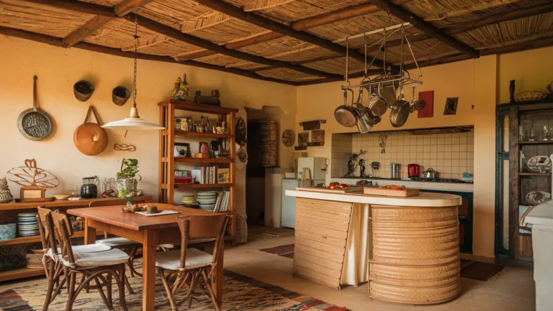 Rotin structuré : meubles durables pour une cuisine chaleureuse